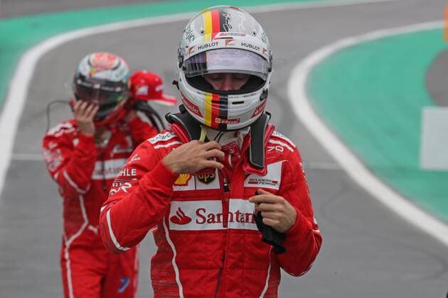 11.11.2017 - Qualifying, 3rd place Kimi Raikkonen (FIN) Scuderia Ferrari SF70H and 2nd place Sebastian Vettel (GER) Scuderia Ferrari SF70H Brazilian Grand Prix, Sao Paulo, Interlagos 9 - 12 November 2017 11.11.2017 - Qualifying, 3rd place Kimi Raikkonen (FIN) Scuderia Ferrari SF70H and 2nd place Sebastian Vettel (GER) Scuderia Ferrari SF70H 