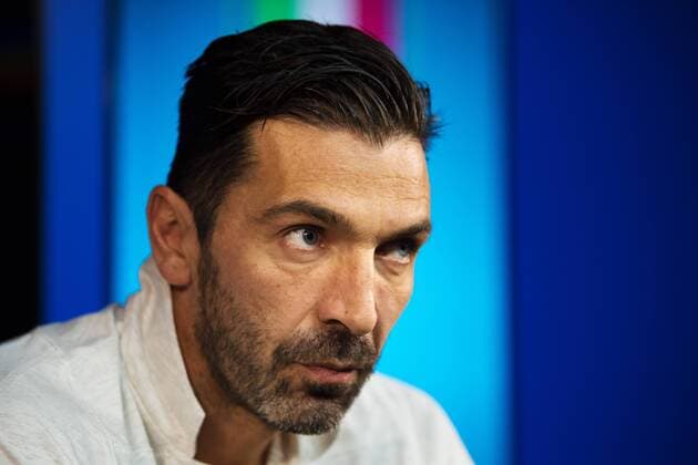 171112 Gianluigi Buffon under Italiens fotbollslandslags presskonferens den 12 november 2017 i Milano.  Copyright: JOELxMARKLUND BB171112JM005