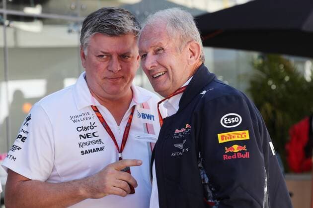 12.11.2017 - Otmar Szafnauer (USA) Sahara Force India F1 Chief Operating Officer and Helmut Marko (AUT), Red Bull Racing, Red Bull Advisor Brazilian Grand Prix, Sao Paulo, Interlagos 9 - 12 November 2017 12.11.2017 - Otmar Szafnauer (USA) Sahara Force India F1 Chief Operating Officer and Helmut Marko (AUT), Red Bull Racing, Red Bull Advisor 