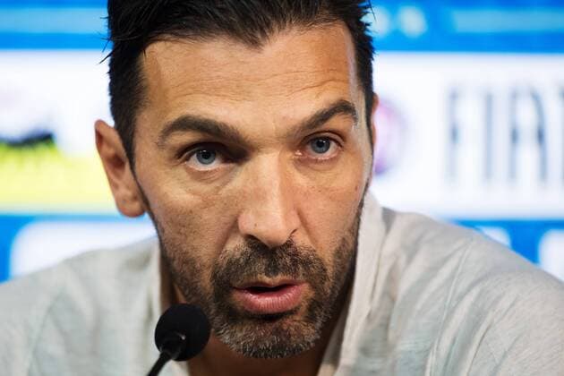 Fußball, Training und PK Nationalteam Italien 171112 Gianluigi Buffon under Italiens fotbollslandslags presskonferens den 12 november 2017 i Milano.  Copyright: JOELxMARKLUND BB171112JM012