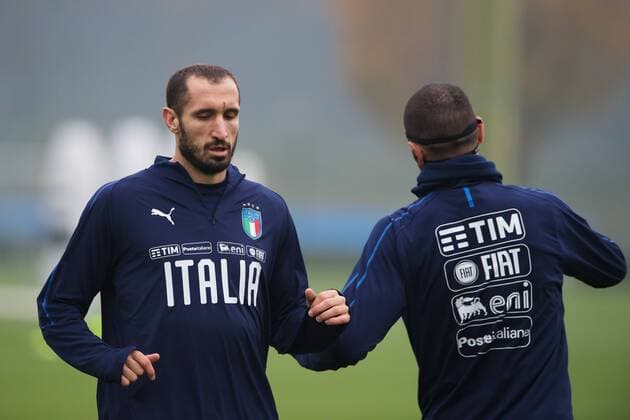 Fußball, Training und PK Nationalteam Italien 171112 Giorgio Chiellini under Italiens fotbollslandslags träning den 12 november 2017 i Milano.  Copyright: JOELxMARKLUND BB171112JM036