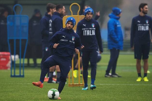 Fußball, Training und PK Nationalteam Italien 171112 Lorenzo Insigne under Italiens fotbollslandslags träning den 12 november 2017 i Milano.  Copyright: JOELxMARKLUND BB171112JM038