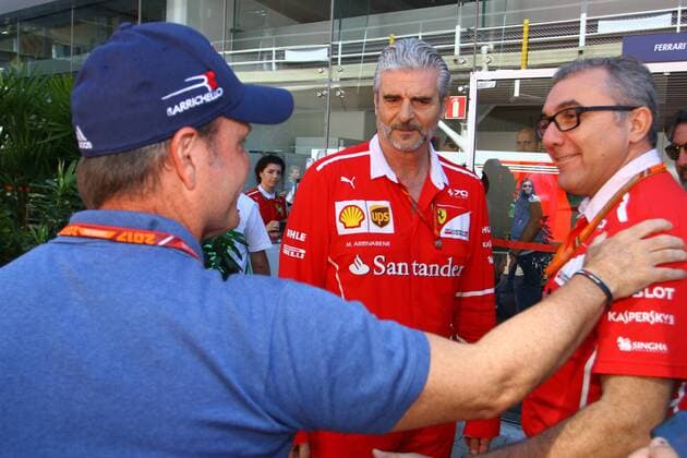 12.11.2017 - Rubens Barrichello (BRA) and Maurizio Arrivabene (ITA) Ferrari Team Principal Brazilian Grand Prix, Sao Paulo, Interlagos 9 - 12 November 2017 12.11.2017 - Rubens Barrichello (BRA) and Maurizio Arrivabene (ITA) Ferrari Team Principal 