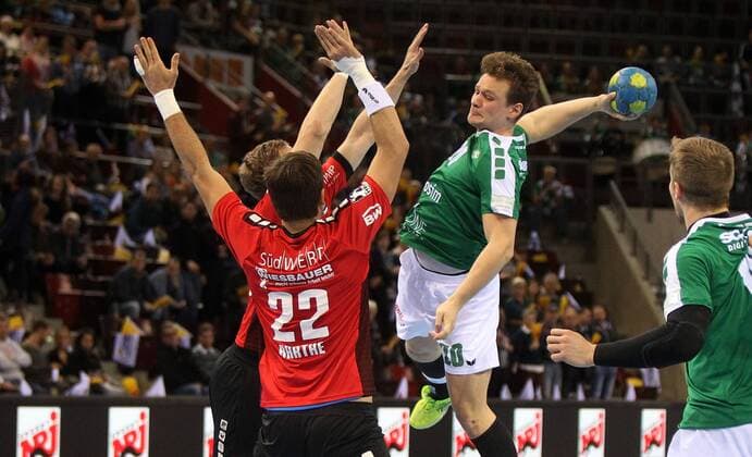 Paci Barthe SG BBM Bietigheim Lukas Siegler DJK Rimpar Wolves Jan Schäffer DJK Rimpar Wolves DKB 2 Handball Bundesliga DJK Rimpar Wolves HBW Balingen Weilstetten xfskrx