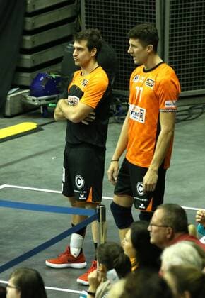 GER 1 VBL BR VOLLEYS VS SVG Lueneburg 12 11 2017 Max Schmeling Halle Berlin GER 1 VBL BR VOLLEYS VS SVG Lueneburg pictured Pierre Pujol BR Volleys 18 Adam White BR Volleys 11 nordphotox xEngler nph00076