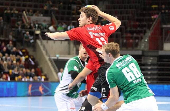 Jan Schäffer DJK Rimpar Wolves Valentin Schmidt SG BBM Bietigheim Julian Sauer DJK Rimpar Wolves DKB 2 Handball Bundesliga SG BBM Bietigheim DJK Rimpar Wolves xfskrx