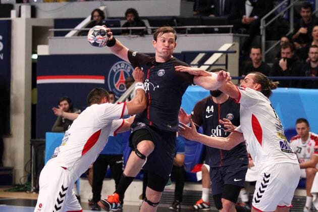 Handball, CL, Paris St. Germain - MKB Veszprem Sander Sagosen (Paris) HANDBALL : Paris Saint-Germain Handball vs Telekom Veszprem - Velux EHF Champions League - 7eme journee - 12 11 2017 KevinDomas Panoramic 