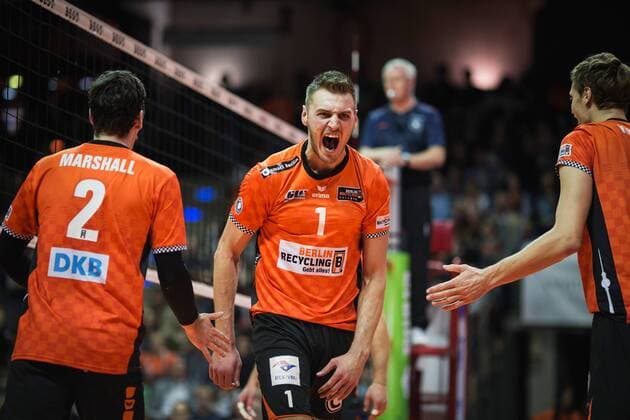 Berlin Germany 12 11 2017 Aleksandar Okolic BR Volleys 1 at the game of volleyball Bundesliga season 2017 2018 between Berlin Recycling Volleys SVG Lüneburg