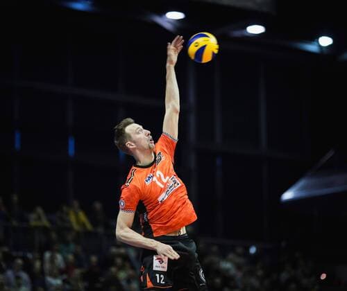 Berlin Germany 12 11 2017 Paul Carroll BR Volleys 12 at the game of Volleyball Bundesliga season 2017 2018 between Berlin Recycling Volleys SVG Lüneburg