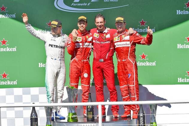 Kimi Raikkonen FIN 7 Scuderia Ferrari Valtteri Bottas FIN 77 Mercedes AMG Petronas Motorsport Sebastian Vettel GER 5 Scuderia Ferrari Brazilian Grand Prix 2017 Race Motorsport Formula 1 12 11 2017 Interlagos Copyright: xEIBNER JERRYxANDREx EP_JAE
