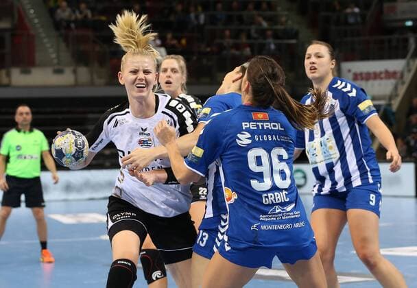 Ludwigsburg Handball EHF Champions League SG BBM Bietigheim vs MNE Buducnost v Kim Naidziniavicius BBM Itana Grbic Bud