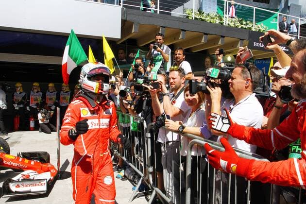 12.11.2017 - Race, Sebastian Vettel (GER) Scuderia Ferrari SF70H race winner Brazilian Grand Prix, Sao Paulo, Interlagos 9 - 12 November 2017 12.11.2017 - Race, Sebastian Vettel (GER) Scuderia Ferrari SF70H race winner 