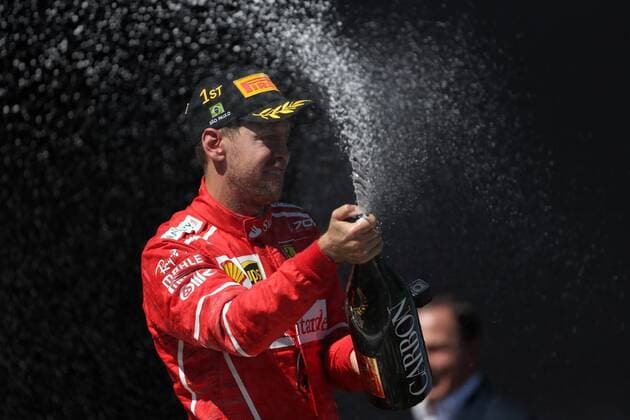 12.11.2017 - Race, Sebastian Vettel (GER) Scuderia Ferrari SF70H race winner Brazilian Grand Prix, Sao Paulo, Interlagos 9 - 12 November 2017 12.11.2017 - Race, Sebastian Vettel (GER) Scuderia Ferrari SF70H race winner 