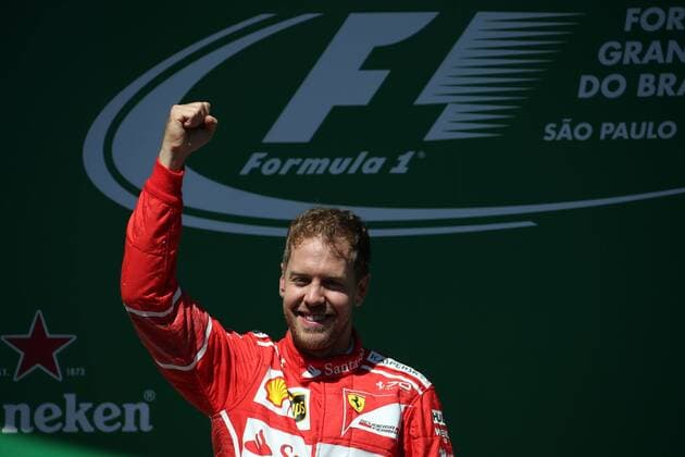 12.11.2017 - Race, Sebastian Vettel (GER) Scuderia Ferrari SF70H race winner Brazilian Grand Prix, Sao Paulo, Interlagos 9 - 12 November 2017 12.11.2017 - Race, Sebastian Vettel (GER) Scuderia Ferrari SF70H race winner 