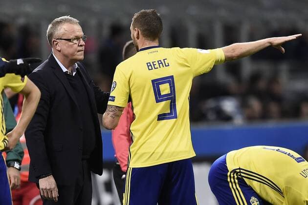 Fußball, WM Playoffs, Italien - Schweden Db Milano 13 11 2017 - spareggio qualificazione Mondiali Russia 2018 Italia-Svezia foto Daniele Buffa Image nella foto: Jan Andersson-Marcus Berg 