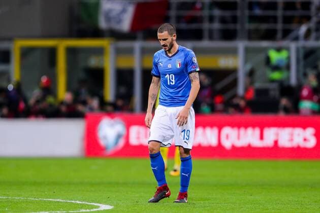 Fußball, WM Playoffs, Italien - Schweden 171113 Italiens Leonardo Bonucci deppar under fotbollsmatchen i VM-kvalets play-off mellan Italien och Sverige den 13 november 2017 i Milano.  Copyright: ANDREASxLxERIKSSON BB171113AE024