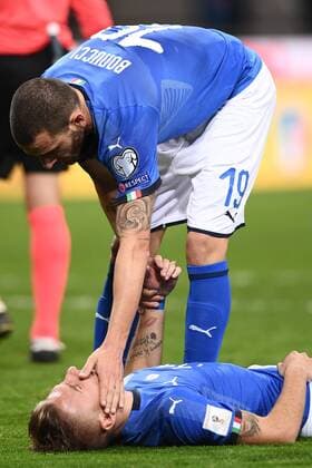 Fußball, WM Playoffs, Italien - Schweden Mg Milano 13 11 2017 - spareggio qualificazione Mondiali Russia 2018 Italia-Svezia foto Matteo Gribaudi Image nella foto: Leonardo Bonucci-Ciro Immobile 