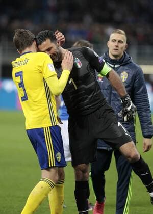 November 13, 2017 - Milan, Italy - Gianluigi Buffon during the playoff match for qualifying for the Football World Cup 2018 between Italia v Svezia, in Milan, on November 13, 2017. Italy v Sweden - FIFA 2018 World Cup Qualifier Play-Off: Second Leg  - ZUMAn230 20171113_zaa_n230_479 Copyright: xLorisxRosellix