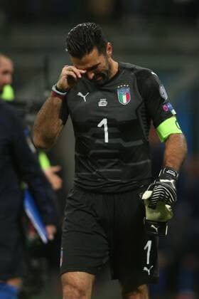 Milan, Italy - November 13: Disappointment italian players,Buffon, at end of the FIFA 2018 World Cup Qualifier Play-off match Italy vs Sweden at Meazza Stadium on November 13, 2017 in Milan, Italy.  Copyright: xmarcoxiacobuccix xIPAx xMarcoxIacobuccix