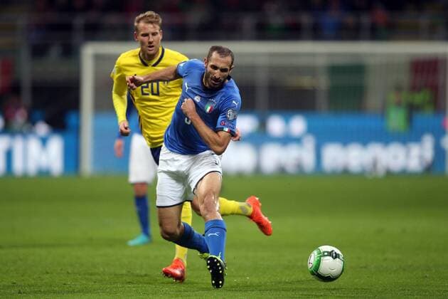 Fußball, WM Playoffs, Italien - Schweden Milan, Italy - November 13: Chiellini during the FIFA 2018 World Cup Qualifier Play-off match Italy vs Sweden at Meazza Stadium on November 13, 2017 in Milan, Italy.  Copyright: xmarcoxiacobuccix xIPAx xMarcoxIacobuccix