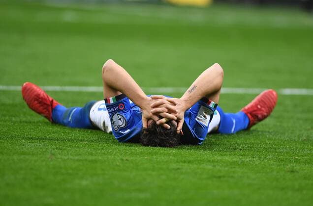 (171114) -- MILAN, Nov. 14, 2017 -- Alessandro Florenzi of Italy reacts after the second leg of World Cup 2018 Qualifiers playoff match between Italy and Sweden in Milan, Italy, Nov. 13, 2017. The match ended 0-0. Sweden was qualified for the final stage of 2018 FIFA World Cup WM Weltmeisterschaft Fussball with 1-0 on aggregate. ) (SP)ITALY-MILAN-FOOTBALL-FIFA WORLD CUP QUALIFIER-ITALY VS SWEDEN AlbertoxLingria 