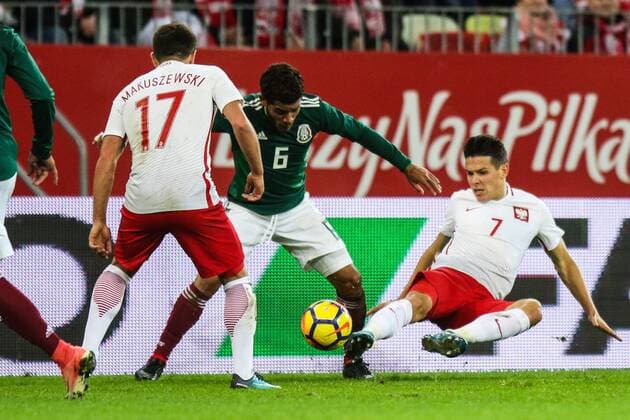 November 13, 2017 - Gdansk, Poland - Mariusz Stepinski (POL), Maciej Makuszewski (POL), Jonathan dos Santos (MEX) during the International Friendly Länderspiel match between Poland and Mexico at Energa Stadium in Gdansk, Poland on November 13, 2017. Poland v Mexico: International Friendly  - ZUMAn230 20171113_zaa_n230_686 Copyright: xFotoxOlimpikx