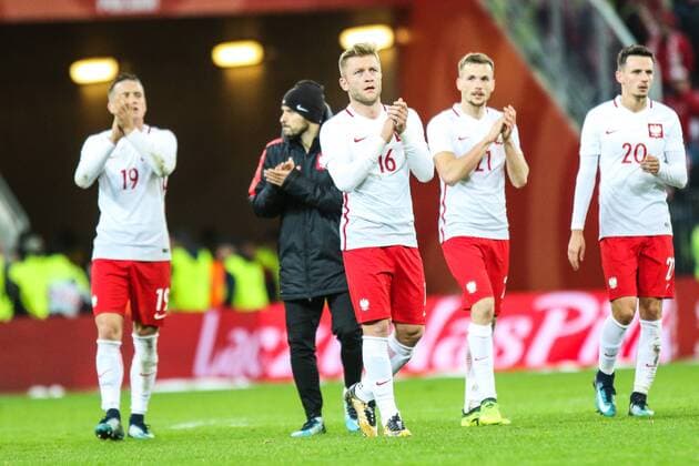 November 13, 2017 - Gdansk, Poland - Piotr Zielinski (POL), Maciej Makuszewski (POL), Jakub Blaszczykowski (POL), Tomasz Kedziora (POL), Rafal Wolski (POL) celebrate after the International Friendly Länderspiel match between Poland and Mexico at Energa Stadium in Gdansk, Poland on November 13, 2017. Poland v Mexico: International Friendly  - ZUMAn230 20171113_zaa_n230_704 Copyright: xFotoxOlimpikx