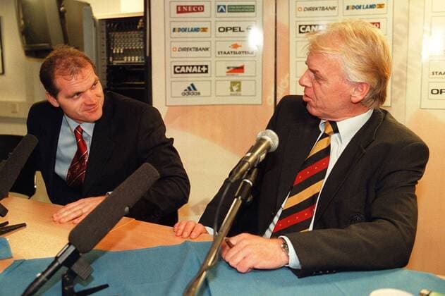 Football historical image season 1999 2000 Ajax Jan Wouters and Leo Leg chopper 20 12 1998 Jan Wouters