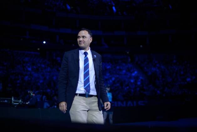 November 17, 2017 - London, England, United Kingdom - Swedish ATP Tennis Herren chair umpire Mohamed Lahyani makes his way to the centre court of the O2 Arena, on day five of Nitto ATP World Tour Finals. Nitto ATP World Tour Finals - Day Six  - ZUMAn230 20171117_zaa_n230_304 Copyright: xAlbertoxPezzalix
