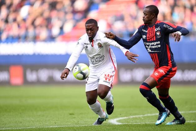 21 Nampalys MENDY (nice) - 13 Christian KOUAKOU (caen) FOOTBALL : Caen vs Nice - Ligue 1 Conforama - 19 11 2017 AnthonyBIBARD FEP Panoramic 