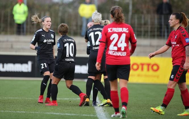 19 11 2017 xcex Germany Freiburg Football Womens Football Allianz Women Bundesliga Season 2017 2018 SC Freiburg 1 FFC Frankfurt Torjubel FFC Frankfurt Cheers Joy Emotions