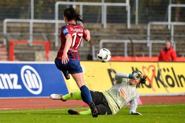 Viktoria Schwalm Potsdam 17 scores over Anne Kathrine Kremer Anka Kremer Goalkeeper Cologne 1 to 0 2 a Football Alliance Women Bundesliga 1 FC Cologne 1 FFC Turbine Potsdam xmkx