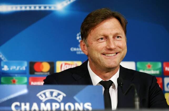 RB Leipzig PK Football Champions League Monaco 20 11 2017 Stade Louis II Football UEFA Champions League Group G 5 Gameday Press Conference on the eve of the match AS Monaco vs. RB Leipzig Coach Ralph Hasenhüttl Hasenhuettl RB Leipzig