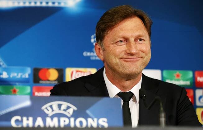 RB Leipzig PK Football Champions League Monaco 20 11 2017 Stade Louis II Football UEFA Champions League Group G 5 Gameday Press Conference on the eve of the match AS Monaco vs. RB Leipzig Coach Ralph Hasenhüttl Hasenhuettl RB Leipzig
