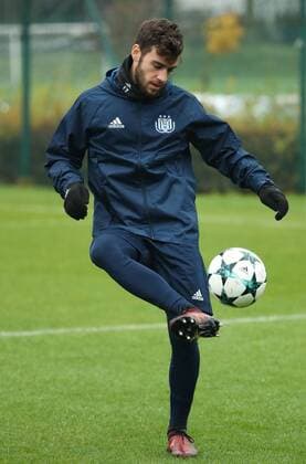 Anderlecht s Massimo Bruno pictured in action during a training of Belgian soccer team RSC Anderlecht, Tuesday 21 November 2017 in Brussels. Tomorrow Anderlecht is playing a game in the group stage (Group B) of the UEFA Champions League competition against German Bayern Munich. VIRGINIExLEFOUR  x05205981x