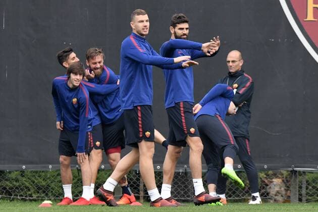 Edin Dzeko, Federico Fazio Roma 21-11-2017 Centro Sportivo Trigoria AS Roma Champions League training 2017 2018 Foto Andrea Staccioli Insidefoto andreaxstaccioli