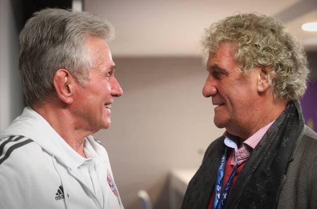Bayern s head coach Jupp Heynckes and Bayern s former player Jean-Marie Pfaff meet after a training of German soccer team Bayern Munich, Tuesday 21 November 2017 in Brussels. Tomorrow Anderlecht is playing a game in the group stage (Group B) of the UEFA Champions League competition against Belgian RSC Anderlecht. VIRGINIExLEFOUR  x05206116x