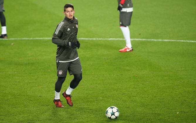 Bayern s James Rodriguez pictured during a training of German soccer team Bayern Munich, Tuesday 21 November 2017 in Brussels. Tomorrow Anderlecht is playing a game in the group stage (Group B) of the UEFA Champions League competition against Belgian RSC Anderlecht. VIRGINIExLEFOUR  x05206167x
