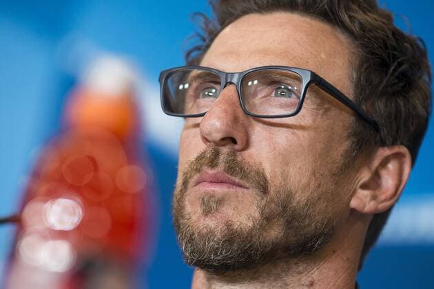 Roma coach Eusebio Di Francesco during press conference PK Pressekonferenz the day before champions league match between Atletico de Madrid and Roma at Wanda Metropolitano in Madrid, Spain. November 21, 2017.  (20171121009)