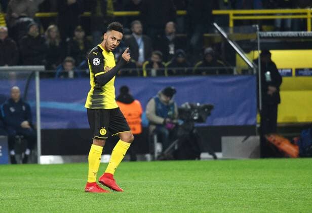 21 11 2017 Soccer Champions League Season 2017 2018 Preliminary Round 5 Matchday Borussia Dortmund Tottenham Hotspur Cheers Pierre Emerick Aubameyang Borussia Dortmund Team2