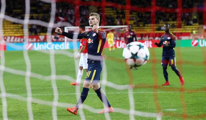 AS Monaco RB Leipzig Soccer Champions League Monaco 21 11 2017 Stade Louis II Soccer Champions League Group G 5 Gameday AS Monaco vs RB Leipzig Pictured scorer Timo Werner 11 Leipzig celebrates his 0-3 goal by penalty