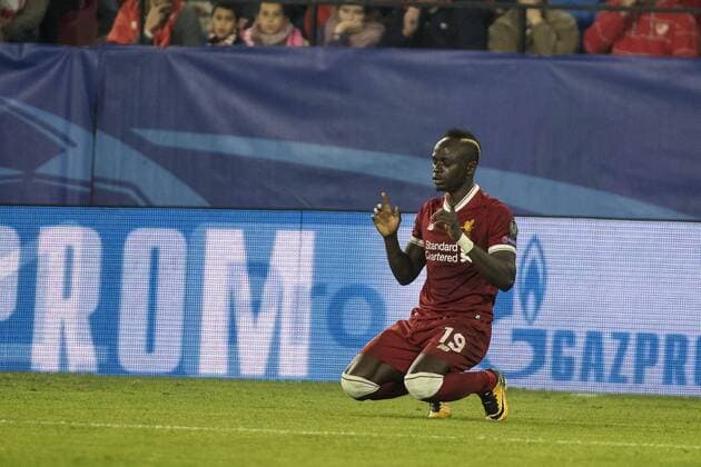 November 21, 2017 - Seville, Spain - SADIO MANE of Liverpool celebrates after scoring 2-0 during the UEFA Champions League Group E soccer match between Sevilla FC and Liverpool FC at Estadio Ramon Sanchez Pizjuan Soccer 2017 - Sevilla FC vs Liverpool FC - ZUMAa142 20171121_zap_a142_008 Copyright: xDanielxGonzalezxAcunax