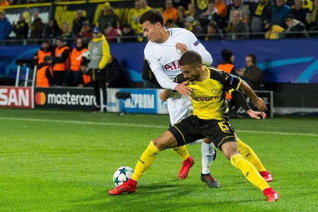 Dortmund Germany 26 09 2017 UEFA Champions League 2017 18 Season Group Stage Group H 5 Matchday BV Borussia Dortmund Tottenham Hotspur Dele Alli Totenham and Jeremy Toljan BVB in the fight DeFodi001