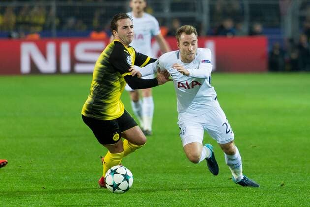 Dortmund Germany 26 09 2017 UEFA Champions League 2017 18 Season Group Stage Group H 5 Matchday BV Borussia Dortmund Tottenham Hotspur Mario Goetze BVB and Christian Eriksen Totenham in the fight DeFodi001