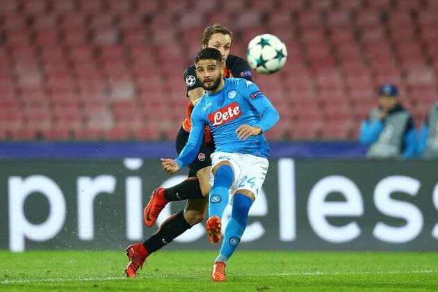 November 21, 2017 - Naples, Italy - Lorenzo Insigne of Napoli during the UEFA Champions League Group F football match Napoli vs Shakhtar Donetsk on November 21, 2017 at the San Paolo stadium in Naples. SSC Napoli v Shakhtar Donetsk - UEFA Champions League  - ZUMAn230 20171121_zaa_n230_253 Copyright: xMatteoxCiambellix
