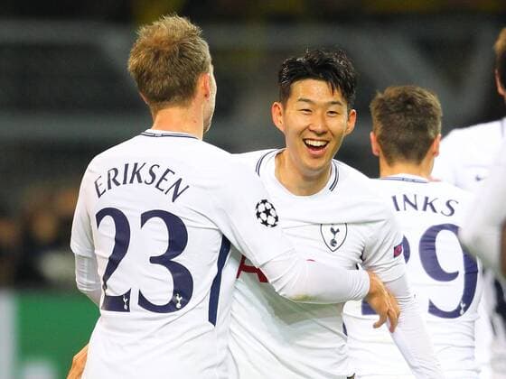 Borussia Dortmund v Tottenham Hotspur UEFA Champions League Heung-Min Son of Tottenham Hotspur celebrates after scoring a goal during the UEFA Champions League match at Signal Iduna Park, Dortmund Content Not Available For UK Newspapers Copyright: xYannisxHalasx FIL-10982-0025