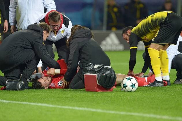Dortmund Germany 26 09 2017 UEFA Champions League 2017 18 Season Group Stage Group H 5 Matchday BV Borussia Dortmund Tottenham Hotspur injury hurt pain at Goalkeeper Roman Buerki BVB DeFodi521