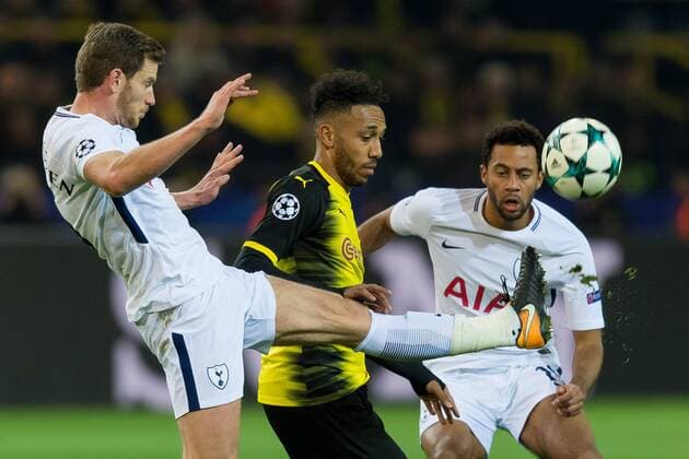 Dortmund Germany 26 09 2017 UEFA Champions League 2017 18 Season Group Stage Group H 5 Matchday BV Borussia Dortmund Tottenham Hotspur Eric Dier Totenham and Auba Pierre Emerick Aubameyang BVB in action DeFodi001