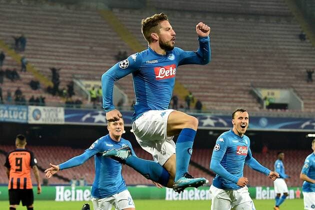 As Napoli 21 11 2017 - Champions League Napoli-Shakhtar Donetsk foto Antonello Sammarco Image nella foto: esultanza gol Dries Mertens 