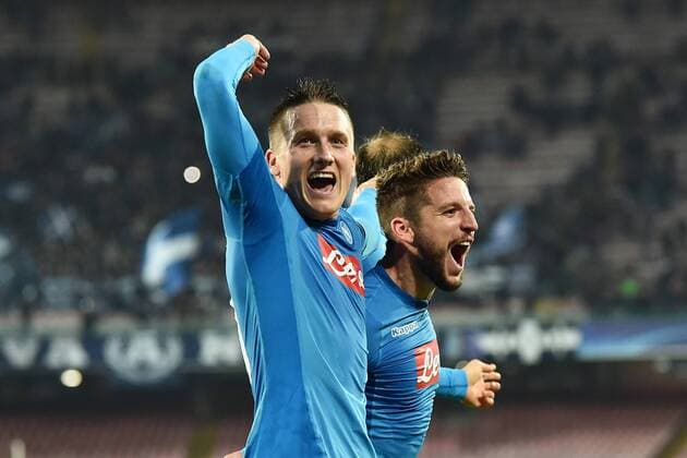 As Napoli 21 11 2017 - Champions League Napoli-Shakhtar Donetsk foto Antonello Sammarco Image nella foto: esultanza gol Dries Mertens 